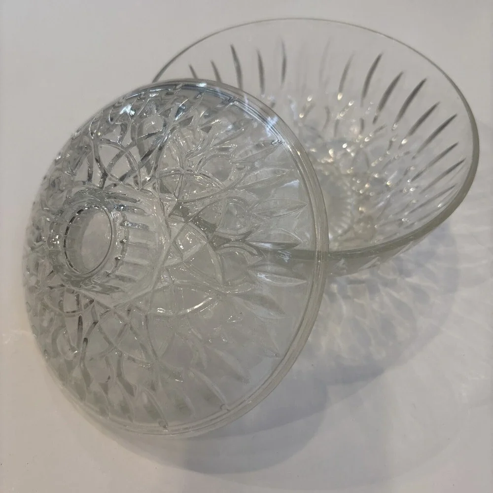 EUC Vintage Crystal Cut Glass Clear Candy Trinket Dish with Lid Pasari Indonesia